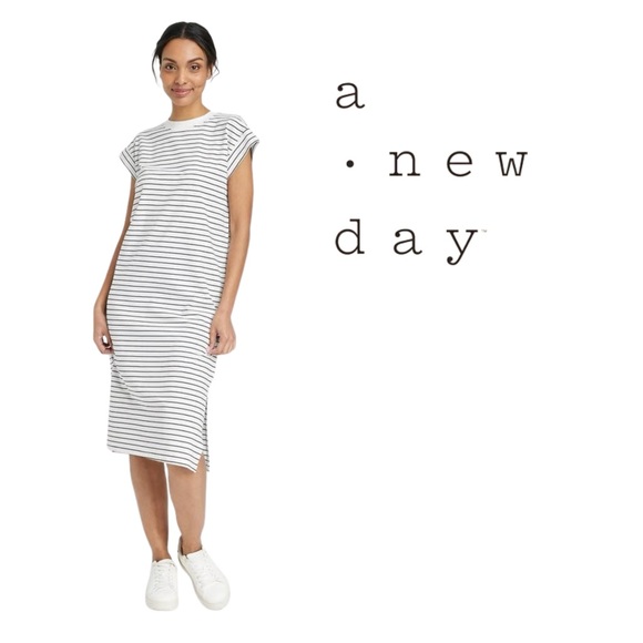 a new day Dresses & Skirts - A New Day Target Black & White
Striped Sleeveless Midi T-Shirt Dress Size S